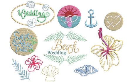 Beach Wedding Machine Embroidery Design, 11 Embroidery Designs - sproutembroiderydesigns