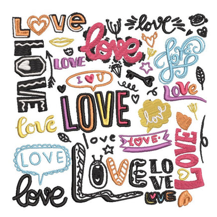 Graffiti Love Machine Embroidery Design, 24 sizes - sproutembroiderydesigns