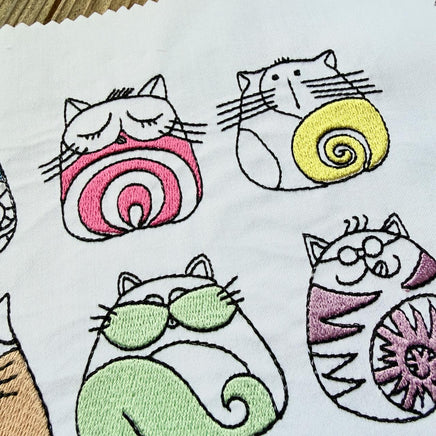 Modern Cats Machine Embroidery Design, Unique cat embroidery design, funny cat design - sproutembroiderydesigns
