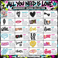 Graffiti Love Machine Embroidery Design, 24 sizes - sproutembroiderydesigns