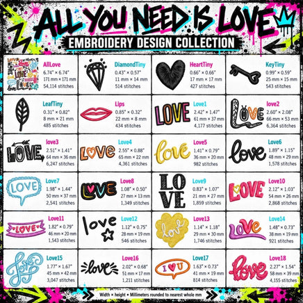 Graffiti Love Machine Embroidery Design, 24 sizes - sproutembroiderydesigns