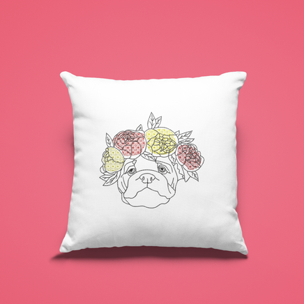 Flower Bulldog Machine Embroidery Design - sproutembroiderydesigns