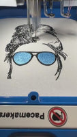 Sunglasses Messy Bun Machine Embroidery Design