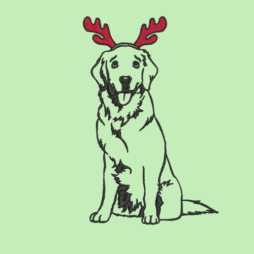 Christmas Golden Retriever Dog Machine Embroidery Design - sproutembroiderydesigns