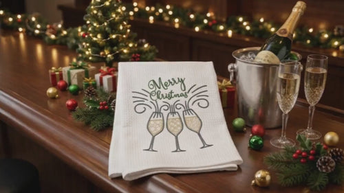 Cheers Merry Christmas  Machine Embroidery Design - 2 sizes, PES, DST, VP3, EXP, hus, jef, pcs, shv, vip, csd, xxx, Christmas Cheer