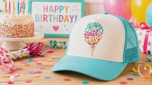 Happy Birthday Balloon Machine Embroidery Design, 2 sizes, birthday quote embroidery design, Script Font