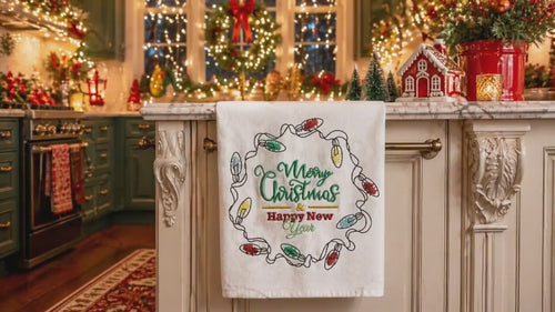 Christmas Lights Wreath Machine Embroidery Design, 2 sizes, Christmas Lights embroidery design