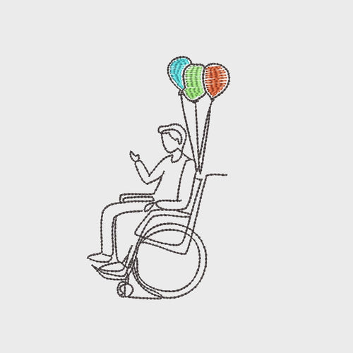 Balloons Wheelchair Machine Embroidery Design - sproutembroiderydesigns