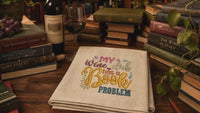 My Wine Club has A Book Problem Embroidery Design, Book Club Embroidery Design Quick Stitch