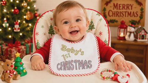 Baby's First Christmas Machine Embroidery Design, 3 sizes, Christmas embroidery design, 4x4 and 5x7 hoop, - sproutembroiderydesigns