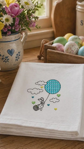 Heart Balloon Easter Bunny Machine Embroidery Design, 2 Sizes, Easter Embroidery Design, 4x4 hoop, 5x7 hoop, quick stitch - sproutembroiderydesigns