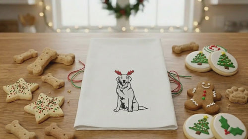 Christmas Golden Retriever Dog Machine Embroidery Design, 2 Sizes, Dog Antler Embroidery