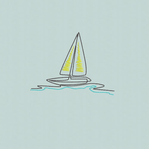 Sketch Sailboat Machine Embroidery Design - sproutembroiderydesigns