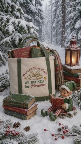 Santa's Book Club Embroidery Design, All Booked Up Embroidery Design, Christmas Design