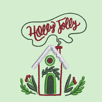 Holly Jolly Christmas House Machine Embroidery Design - sproutembroiderydesigns