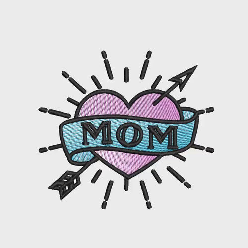 Mom Tattoo Machine Embroidery Design, 2 Sizes, Mother's Day Embroidery design