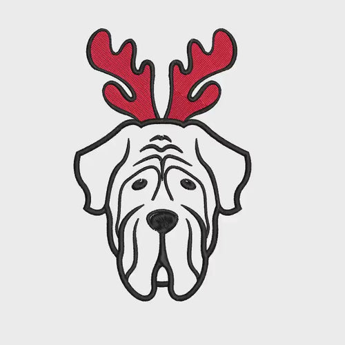 Christmas Mastiff Dog Machine Embroidery Design, 2 Sizes
