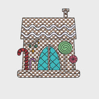 Gingham Gingerbread House Machine Embroidery Design, 2 sizes, 4x4 hoop, Checkered