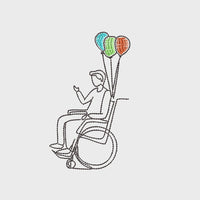 Balloons Wheelchair Machine Embroidery Design, 2 sizes