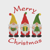 Merry Christmas Gnomes Machine Embroidery Design, 2 sizes