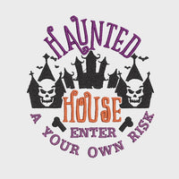 Haunted House Machine Embroidery Design, 2 sizes, Halloween Embroidery Design