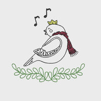 Singing Christmas Bird Christmas Machine Embroidery Design, 5x7 hoop, Quick Christmas Stitch