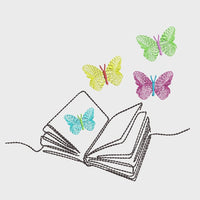 Butterfly Book Machine Embroidery Design, 2 sizes