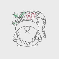 Christmas Holly Hat Gnome Machine Embroidery Design, 2 sizes