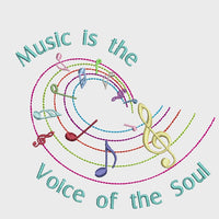 Music is the Voice of the Soul Machine Embroidery Design, 2 sizes