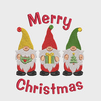 Merry Christmas Gnomes Machine Embroidery Design, 2 sizes