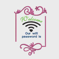 Wifi Password Machine Embroidery Design, 2 sizes, Quick Stitch, Our Wifi Password embroidery design