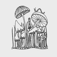 Mushroom Forest Machine Embroidery Design, 3 sizes