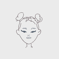 Cute Asian Girl Machine Embroidery Design, 3 sizes