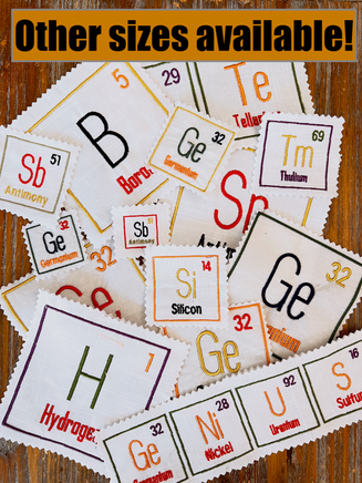 Periodic Table of Elements Machine Embroidery Quilt Squares, Three Alphabet Font Sizes, Large - sproutembroiderydesigns