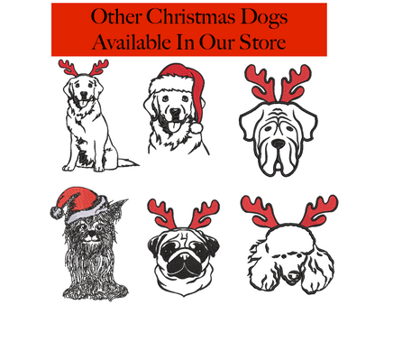 Christmas Golden Retriever Dog Machine Embroidery Design, 2 Sizes - sproutembroiderydesigns