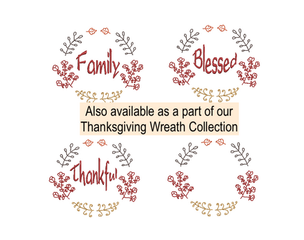 Thanksgiving Family Wreath Machine Embroidery Design - sproutembroiderydesigns