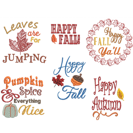 Collection of Autumn Machine Embroidery Design, 6 designs - sproutembroiderydesigns