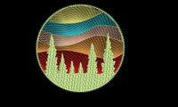 Round Forest Sunset Machine Embroidery Design