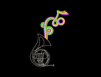 French Horn Rainbow Embroidery Design, 2 sizes, Music Embroidery Design