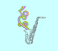 Rainbow Saxophone Embroidery Design, 2 sizes, Music Embroidery Design - sproutembroiderydesigns