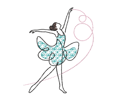 Sketch Ballerina Flower Machine Embroidery Design- ballet embroidery design, 2 sizes - sproutembroiderydesigns