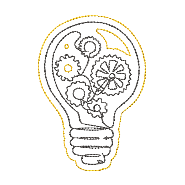 Light Bulb Growth Mindset Embroidery Design