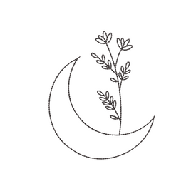 Moon Flower Sketch Machine Embroidery Design, 2 sizes - sproutembroiderydesigns