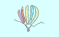 Colorful Sketch Hot Air Balloon Machine Embroidery Design