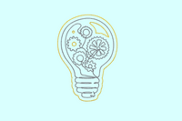 Idea Light Bulb Gear Embroidery Design, 2 sizes - sproutembroiderydesigns