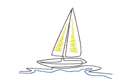 Sketch Sailboat Machine Embroidery Design - sproutembroiderydesigns