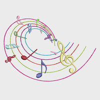 Swirl Music Notes Machine Embroidery Design, 2 sizes