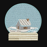 Snow Globe House Machine Embroidery Design, 4x4 hoop, Snowglobe Design