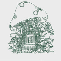 Mushroom House Machine Embroidery Design, 2 sizes