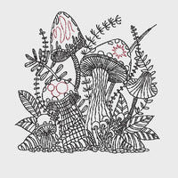 Mushroom Garden Machine Embroidery Design, 2 sizes, Quick Stitch, Mushroom embroidery design